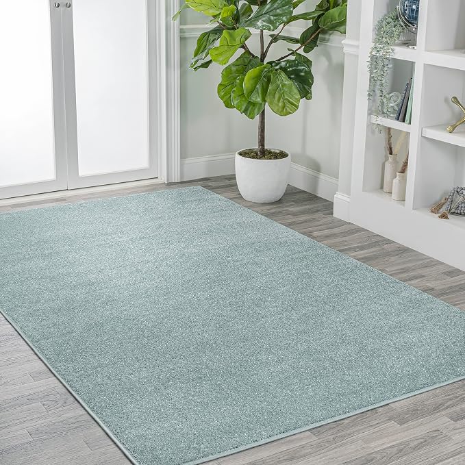 JONATHAN Y Haze Solid Low-Pile Aqua Blue Indoor Area Rug 10x14, Coastal,Bohemian,Minimalist,Classic, Easy-Cleaning for Living Room,Bedroom,Kitchen,Pet Friendly,Non-Shedding (SEU100S-14)