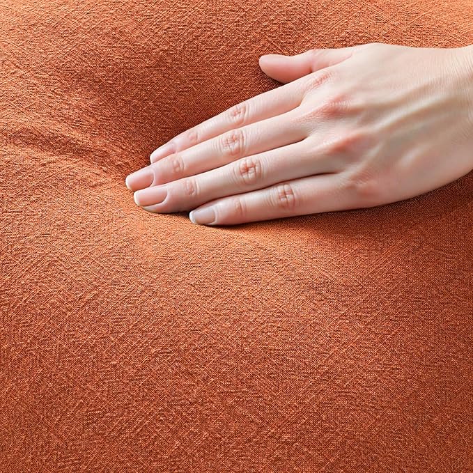 MIULEE Decorative Throw Pillow Covers Neutral Linen Fringe Throw Pillows Set of 2 Burnt Orange Boho Farmhouse Cushion Covers with Tassels for Couch Sofa Bed Living Room Fall Home Decor 22x22 Inch