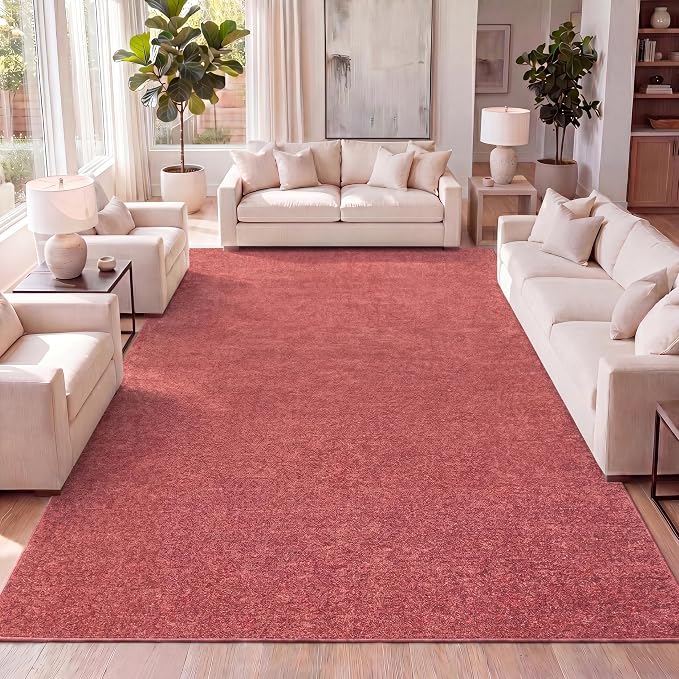 JONATHAN Y Haze Solid Low-Pile Red Indoor Area Rug 12x15, Coastal,Bohemian,Minimalist,Classic, Easy-Cleaning for Living Room,Bedroom,Kitchen,Pet Friendly,Non-Shedding (SEU100E-15)
