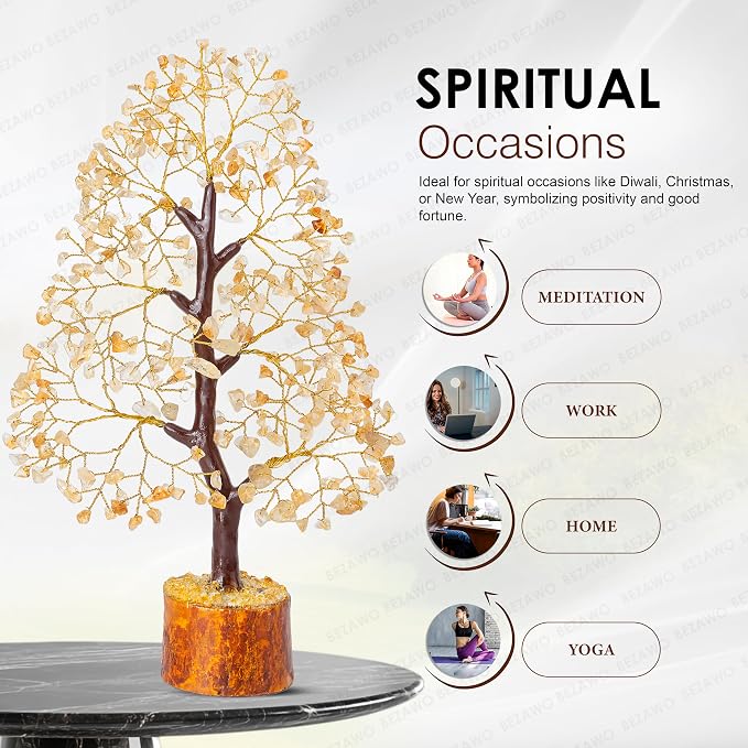 Crocon® Citrine Crystals Tree, Gifts, Birthday Gifts for Women, House Warming Gift New Home Decor, Healing Crystals Spiritual Present, Mom Birthday Gift Her, Decor, Gemstones Money Tree Positivity