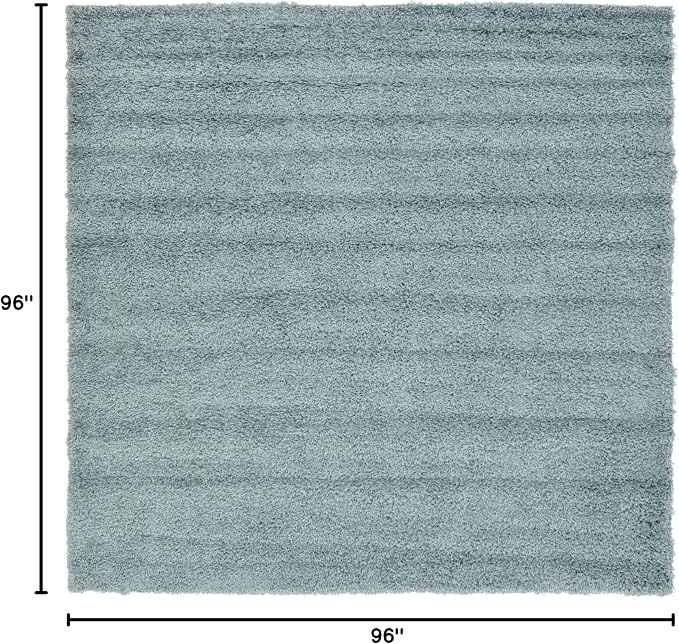Unique Loom Solid Shag Collection Area Rug (8' Square, Light Slate Blue)