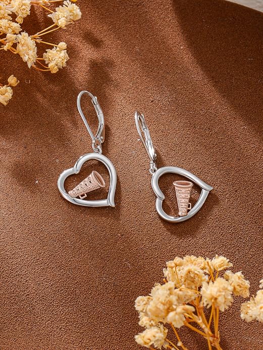Midari Heart Dangle Earrings 925 Sterling Silver Leverback Drop Earrings Teacher Music Art Jewelry Gifts for Women Students Apple/Guitar/Palette/Note Design
