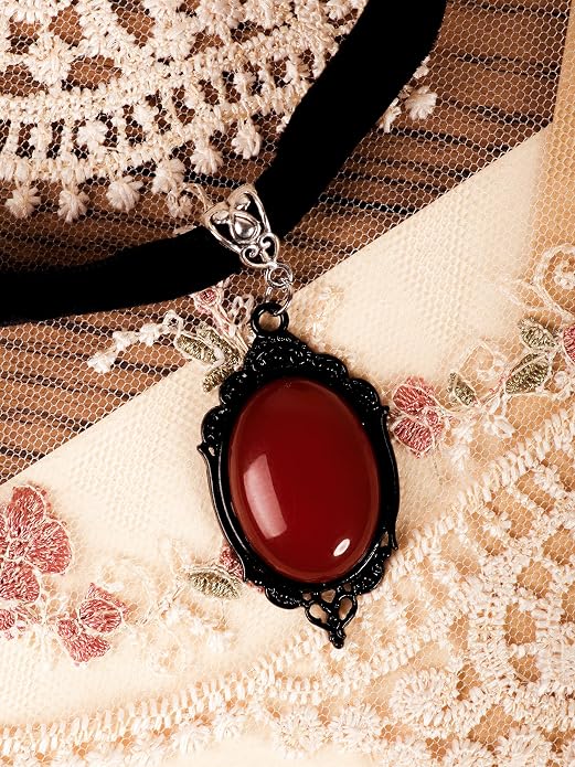 Sacina Victorian Black Velvet Gothic Choker, Vintage Necklace, Costume & Christmas Jewelry Gift for Women