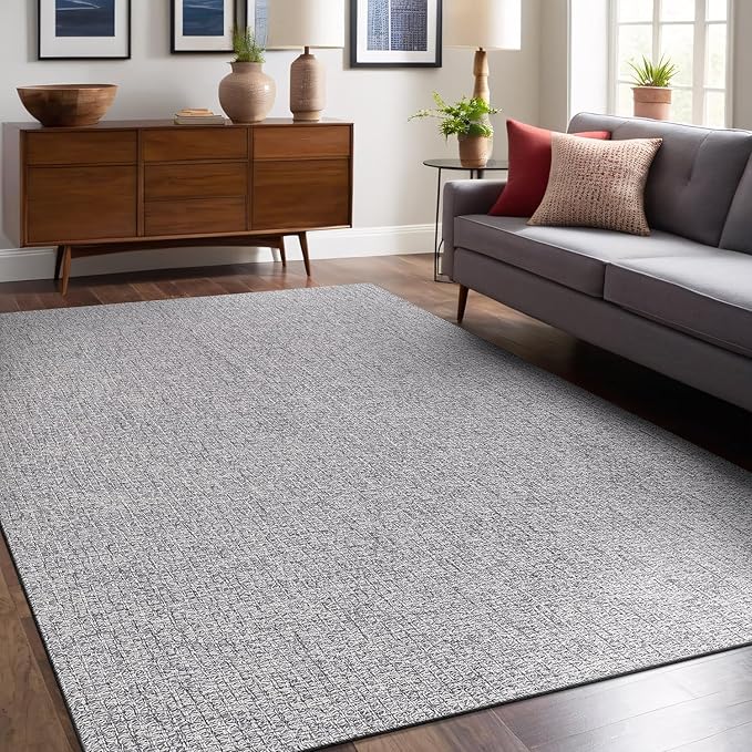 Luul Home Easy Jute Rugs 8x10 Gray Color Living Room Indoor Outdoor Area Rug for Farmhouse Patio and Kitchen Rug High Traffic Washable Easy to Clean Solid Boho Woven Design Outside Carpet (8 x 10)