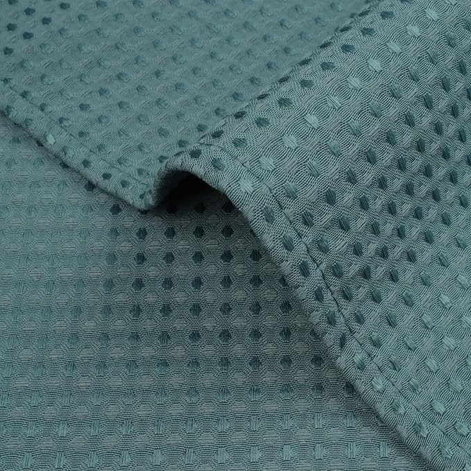 River Dream Heavyweight No Hooks Required Dotted Waffle Weave Shower Curtain with Snap in Liner - 71W x 74H,Hotel Grade,Spa Like Bath Curtain,Teal