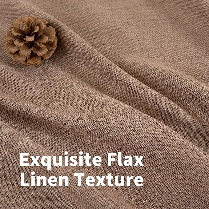 YoungsTex Mocha Brown Linen Curtains 95 Inch Length for Living Room, Light Filtering Drapes with Grommet Semi Sheer Floor Length for Dining Bedroom Window, 2 Panels, 52 X 95 Inch