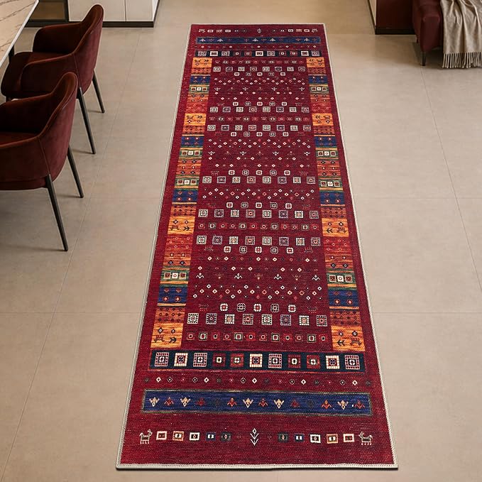 Keen Home Design 30"x120" Rug - Machine Washable Runner Rug with Non-Slip Backing, Ideal for Hallway, Entryway, Kitchen, Laundry Room - Vintage, Easy Clean, Durable, Low Pile - (2'6" x 10')
