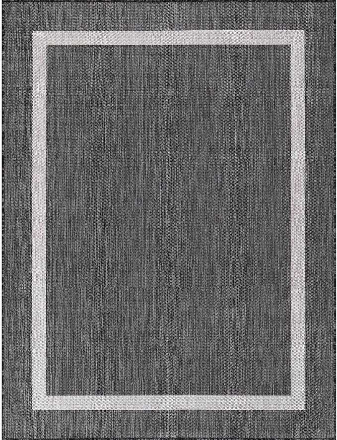 Luul Home Bordered Outdoor Rug 5x7 Washable Outside Carpet for Indoor Patio Porch Waterproof Easy Cleaning Non Shedding Area Rugs Gray 5 x 7