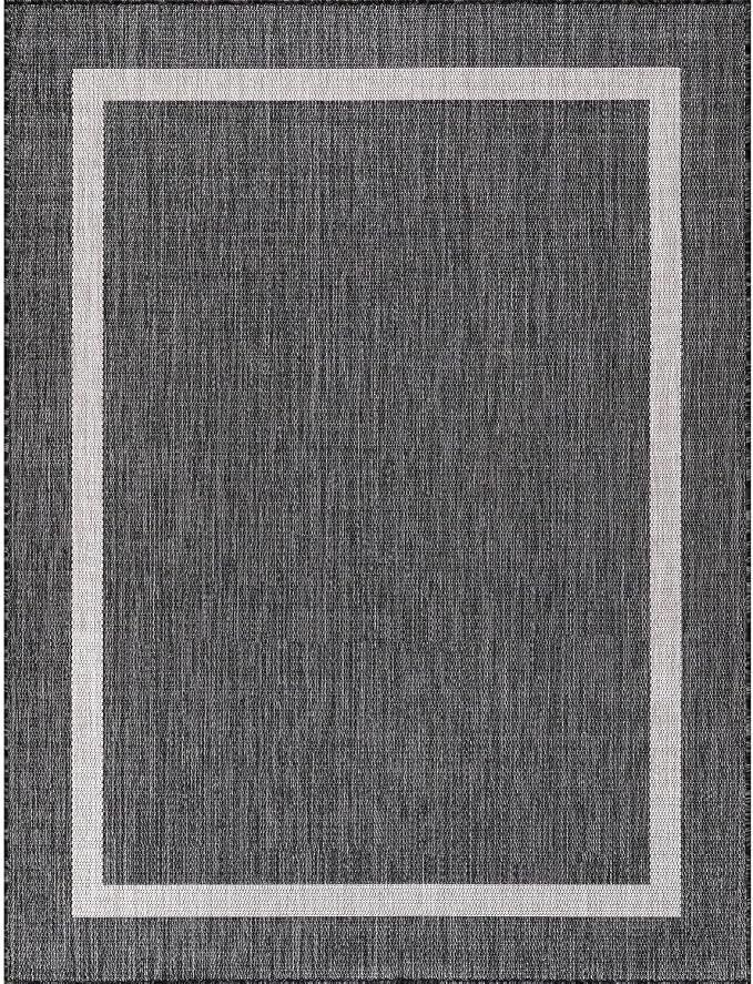 Luul Home Bordered Outdoor Rug 9x12 Washable Outside Carpet for Indoor Patio Porch Waterproof Easy Cleaning Non Shedding Area Rugs Gray 9 x 12