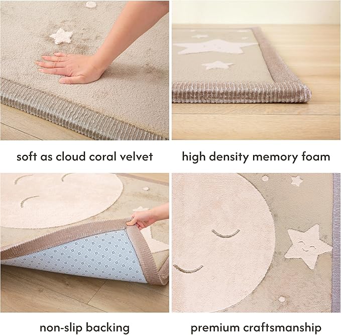 Hakuna Matte CloudRise Baby Play Mat for Floor 60" x 80" Moon & Stars