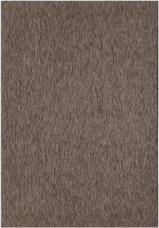 Angela Easy Jute Indoor Outdoor Rug, 8x10 Natural Solid Jute Look, Polyester, Durable & Easy Care Outdoor Farmhouse Carpet for Patio, Porch, Living Room (8' x 10', Brown)