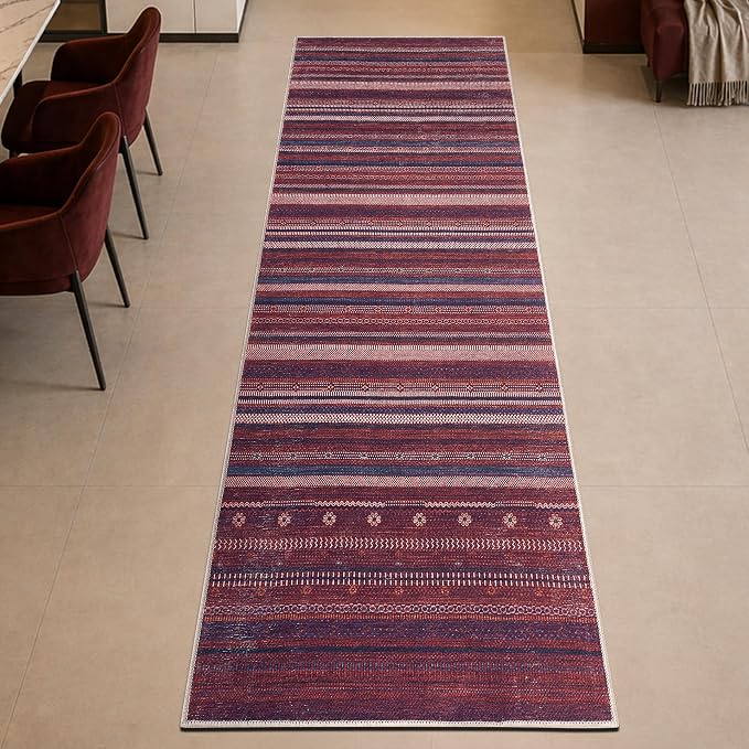 Keen Home Design 30"x84" Rug - Machine Washable Runner Rug with Non-Slip Backing, Ideal for Hallway, Entryway, Kitchen, Laundry Room - Vintage, Easy Clean, Durable, Low Pile Rug - (2'6" x 7')