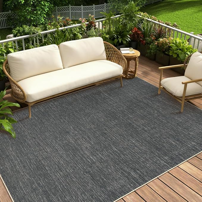 GarveeHome Easy Jute Rug 8x10 Washable Non Slip Solid Grey Living Room Rugs | Modern Neutral Throw Carpets Stain Resistant Contemporary Area Rugs for Porch Kitchen Bedroom Living Room Backyard, Grey