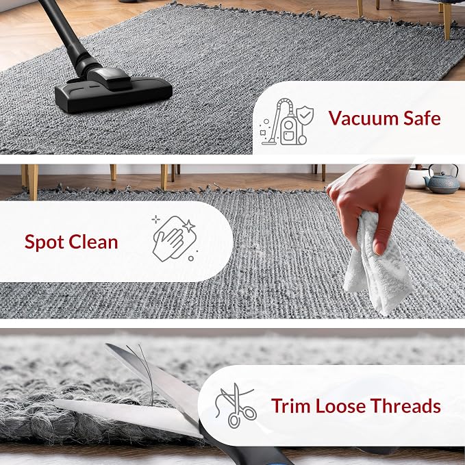 Nuloom Daniela Grey, 5' x 7'6", Handmade, Jute, Tassel, Soft and Textured, High Traffic, Stain Resistant, Easy Clean, Durable Area Rug for Bedroom, Living Room, Dining Space, Foyer, Entryway