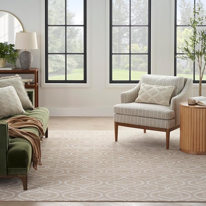 Nourison Home Jubilant Contemporary Beige 5'3" x 7'3" Area -Rug, Easy -Cleaning, Non Shedding, Bed Room, Living Room, Dining Room, Kitchen (5x7)