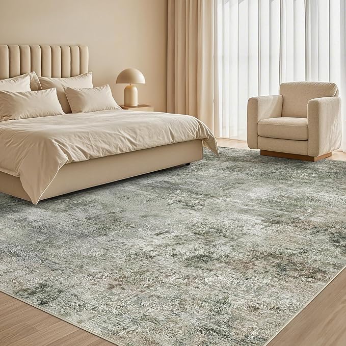 Tortania Area Rug Living Room Rugs - 5x7 Washable Large Soft Neutral Boho Moroccan Bohemian Farmhouse Rug Indoor Floor Carpet for Bedroom Under Dining Table Home Office Decor - Olive Brown
