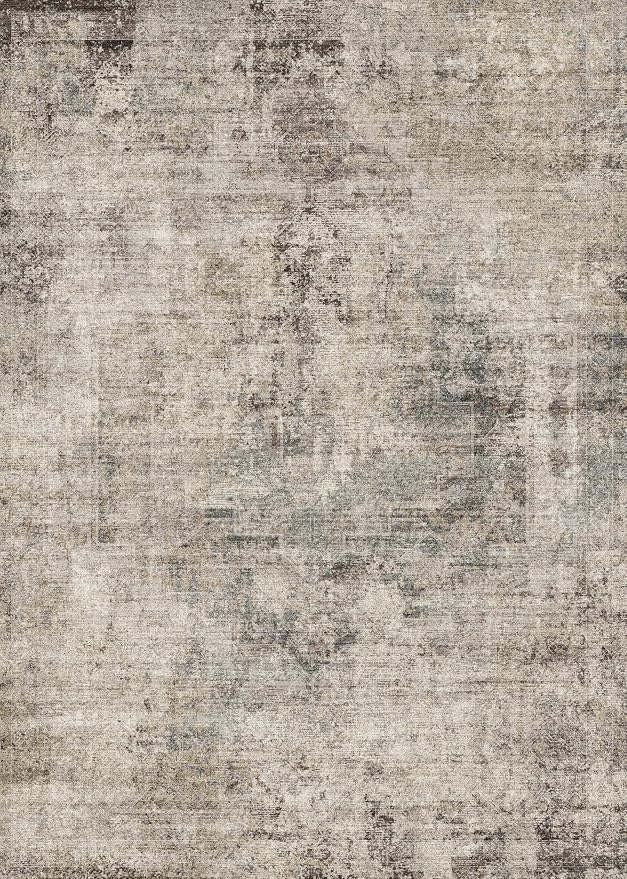 Hazo Haus Farmhouse Taupe 8x12 Area Rug for Living Room, Abstract Medallion Rug for Bedroom & Dining Room, Washable Non-Slip, Fade and Stain Resistant