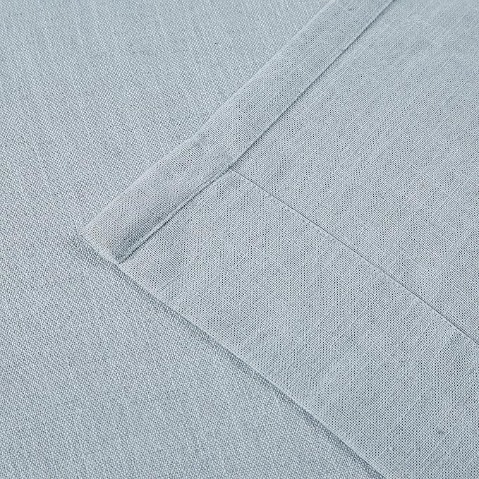 Vision Home Pinch Pleated Semi Sheer Curtains Textured Linen Blended Light Filtering Window Curtains 95 inch for Living Room Bedroom Pinch Pleat Drapes with Hooks 2 Panels 40" Wx95 L,Blue Fog