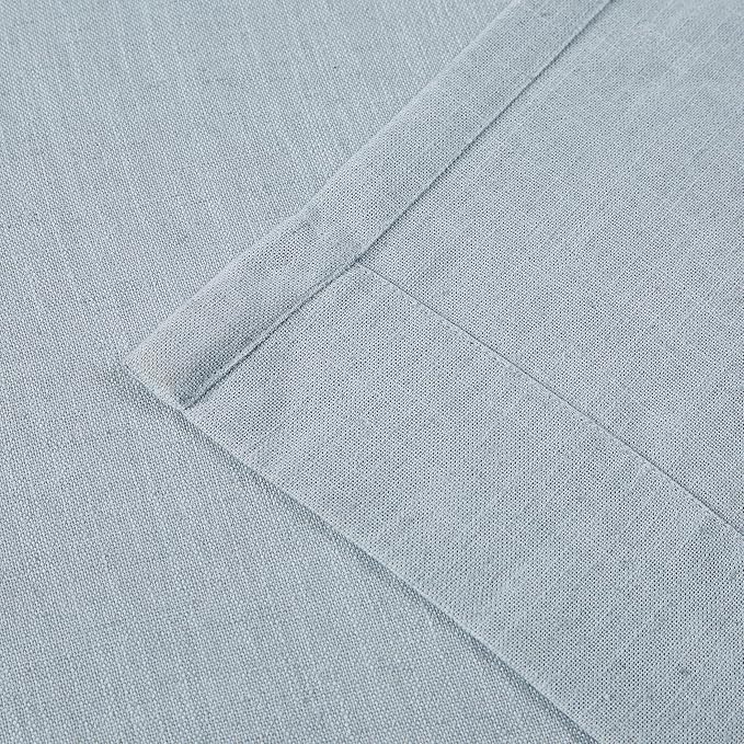 Vision Home Blue Pinch Pleated Semi Sheer Curtains Linen Blended Light Filtering Window Curtains 90 inch for Living Room Bedroom Pinch Pleat Drapes with Hooks 2 Panels 40" Wx90 L,Blueish Gray
