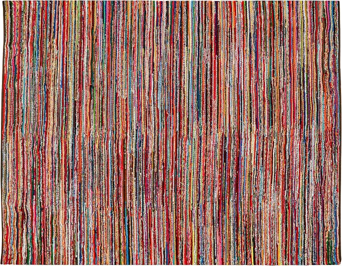 Chindi Rug 6x9, Boho Living Room Woven Braided Multicolor Area Rugs 6x9, Bohemian Colorful Recycled Cotton Rag Rugs for Farmhouse, Bedroom, Dining Room, Classroom, Hallway