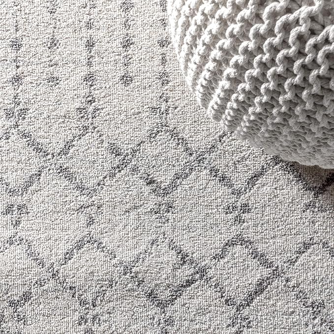 JONATHAN Y Boho Vintage Diamond Cream/Gray Round Area Rug 9 ft, Moroccan Hype for Living Room, Bedroom, Kitchen, Office, Easy-Cleaning, High Traffic, Pet-Friendly, Non-Shedding (MOH101B-9R)