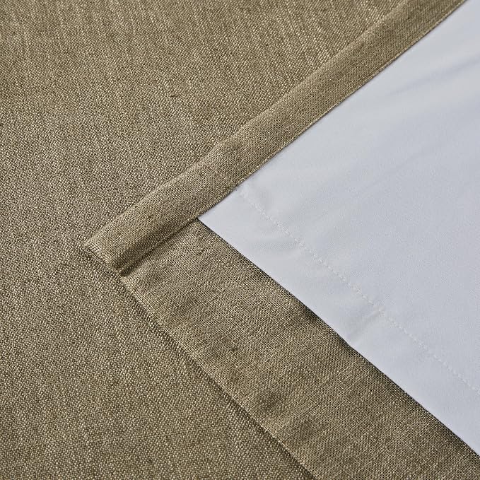 Vision Home Brown Pinch Pleated Full Blackout Curtains Linen Blended 60" Wide Thermal Insulated Window Panels 95 inch for Bedroom Living Room Darkening Pleat Drapes with Hooks Back Tab 60" Wx95 Lx1