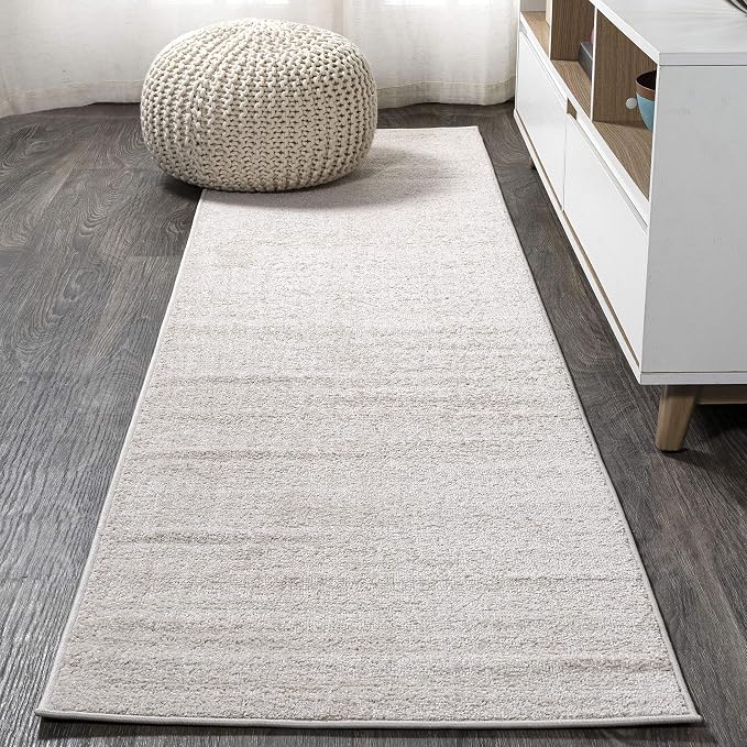 JONATHAN Y Haze Solid Low-Pile Ivory Runner Rug 2x10, Coastal,Bohemian,Minimalist,Classic, Easy-Cleaning for Living Room,Bedroom,Kitchen,Pet Friendly,Non-Shedding (SEU100D-210)