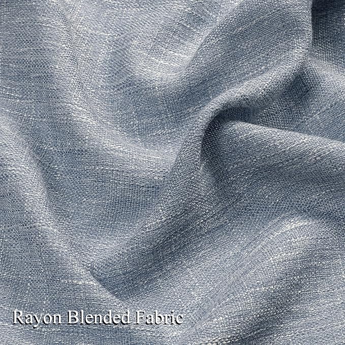 Vision Home Blue Pinch Pleated Semi Sheer Curtains Textured Light Filtering Window Curtains 84 inch for Living Room Bedroom Rayon Blended Chambray Blue Pinch Pleat Drapes with Hooks 2 Panels 40"Wx84"L