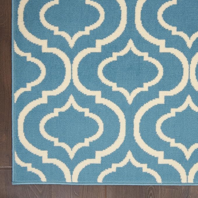 Nourison Home Jubilant Blue 5'3" x 7'3" Area Rug - Easy Clean, Non Shedding, Bed Room, Living Room, Dining Room, Kitchen (5' x 7')