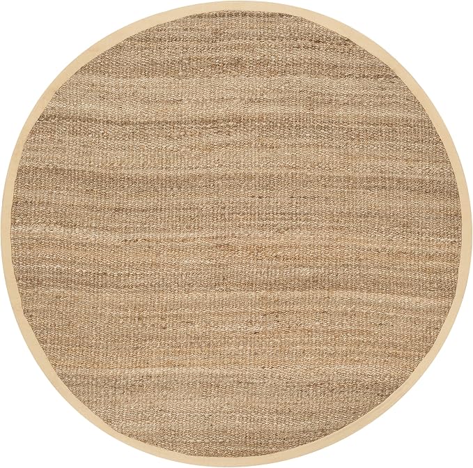 SAFAVIEH Natural Fiber Collection Area Rug - 9' Round, Natural, Handmade Farmhouse Jute, Ideal for High Traffic Areas in Living Room, Bedroom (NF732A)