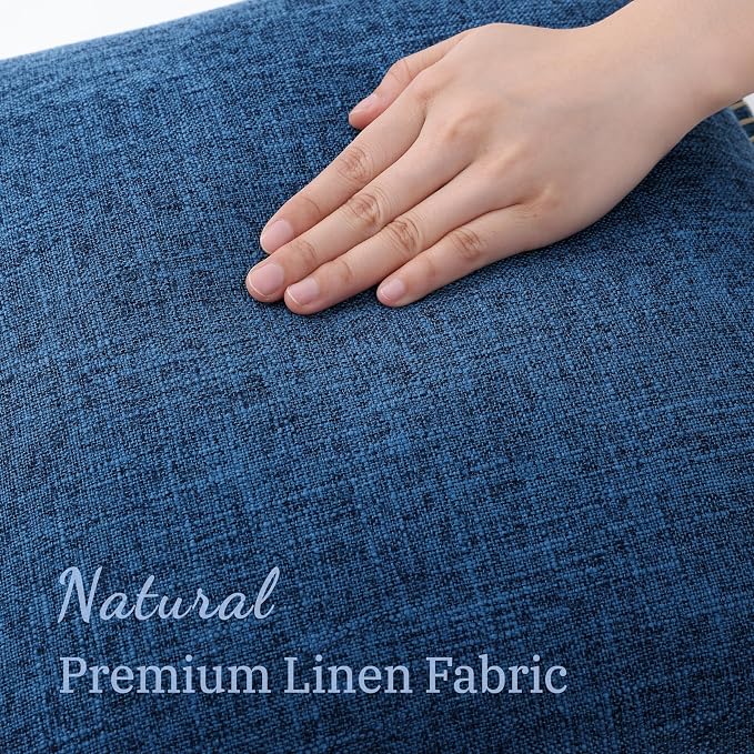 decorUhome Dark Blue Faux Linen Outdoor Throw Pillow Covers 22x22 Set of 2 | Fall Decorative Textured Neutral Modern Farmhouse Pillow Covers with Stitched Edge for Couch Sofa Bed Living Room