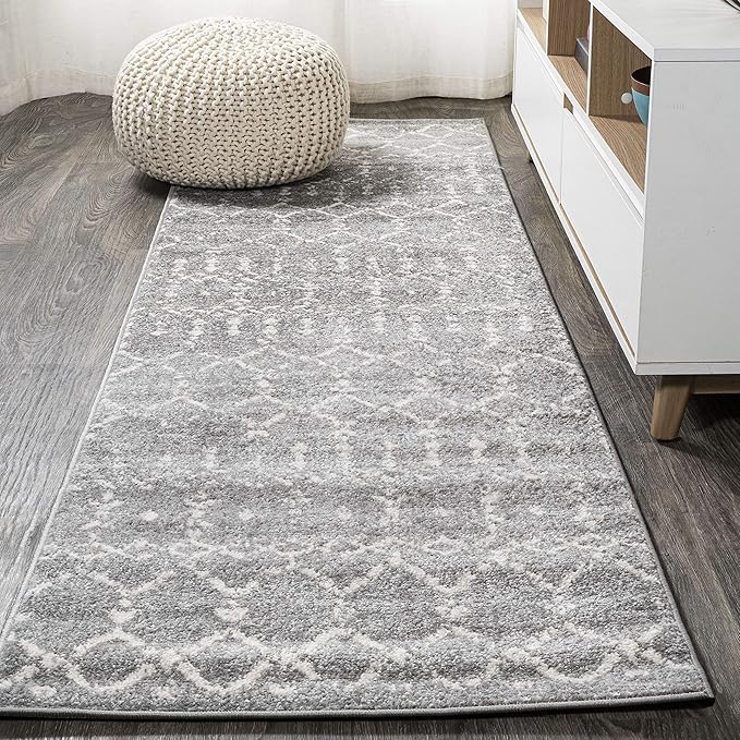JONATHAN Y Boho Vintage Diamond Gray/Ivory Runner Rug 2X8 ft, Moroccan Hype for Living Room, Bedroom, Kitchen, Office, Easy-Cleaning, High Traffic, Pet-Friendly, Non-Shedding (MOH101C-28)