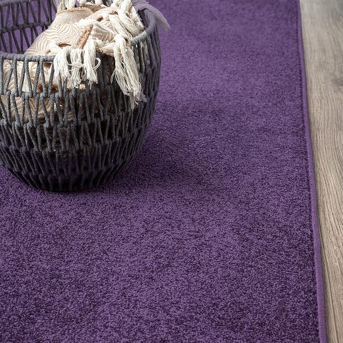 JONATHAN Y Haze Solid Low-Pile Purple Runner Rug 2x8, Coastal,Bohemian,Minimalist,Classic, Easy-Cleaning for Living Room,Bedroom,Kitchen,Pet Friendly,Non-Shedding (SEU100N-28)