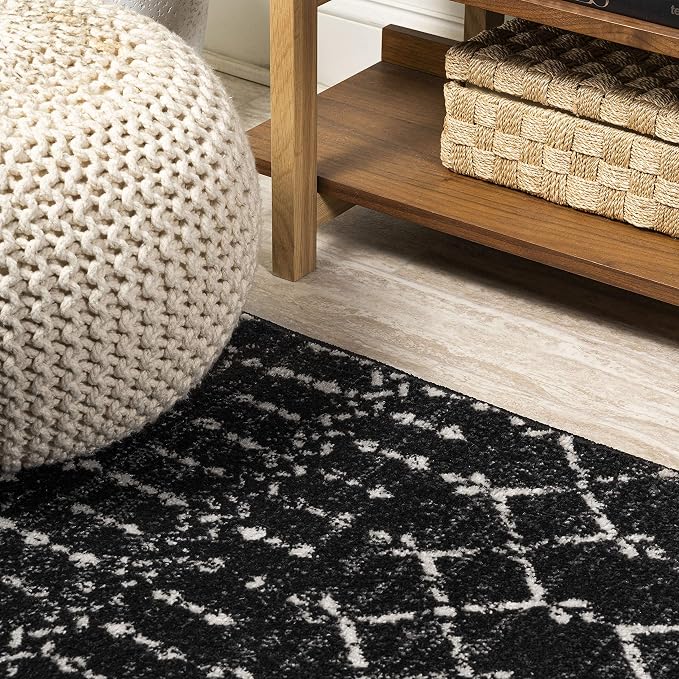 JONATHAN Y Boho Vintage Diamond Black/Ivory Runner Rug 2X10 ft, Moroccan Hype for Living Room, Bedroom, Kitchen, Office, Easy-Cleaning, High Traffic, Pet-Friendly, Non-Shedding (MOH101D-210)