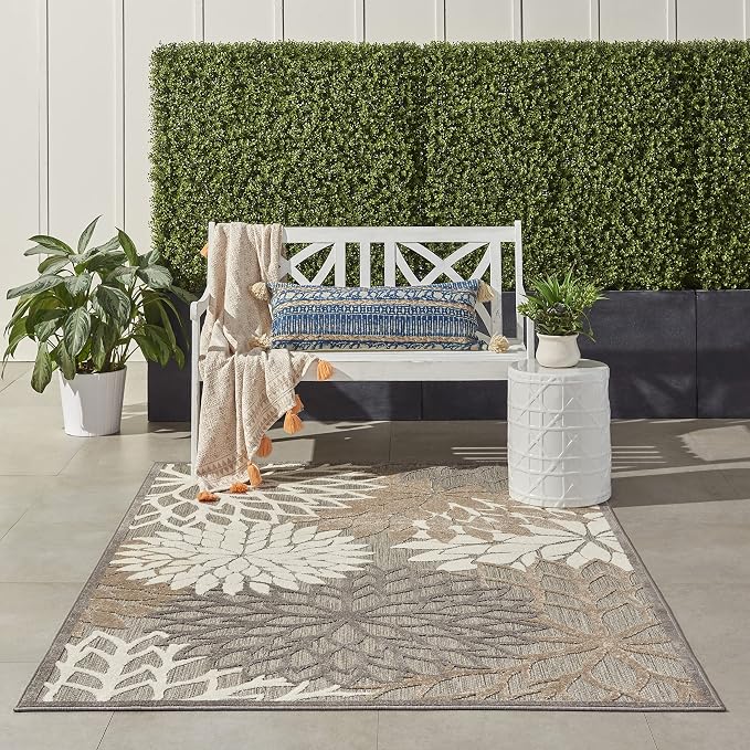 Nourison Home Aloha Natural 3'6" x 5'6" Area Rug - Easy Clean, Non Shedding, Bed Room, Living Room, Dining Room, Kitchen (4' x 6')