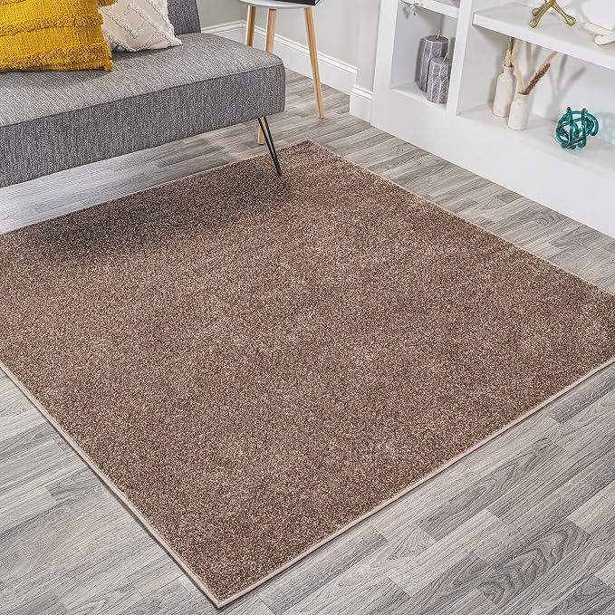 JONATHAN Y Haze Solid Low-Pile Brown 7' Square Indoor Area Rug, Coastal,Bohemian,Minimalist,Classic, Easy-Cleaning for Living Room,Bedroom,Kitchen,Pet Friendly,Non-Shedding (SEU100J-7SQ)