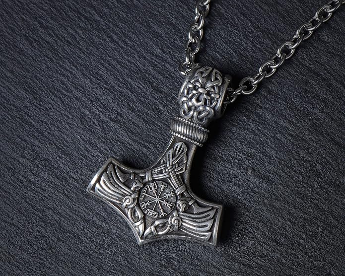 Baldur Jewelry - Thors Hammer Necklace Pendant Mjölnir - Viking Norse Thor Hammer Pendant Viking Jewelry - Thor Necklace - Thor Gifts for Men - Viking Necklace for Men