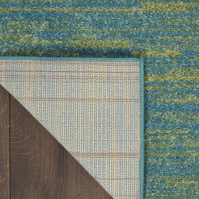 Nourison Home Nourison Essentials Blue Green 9' x Square Area Rug - Easy Clean, Non Shedding, Bed Room, Living Room, Dining Room, Kitchen (9' x Square)