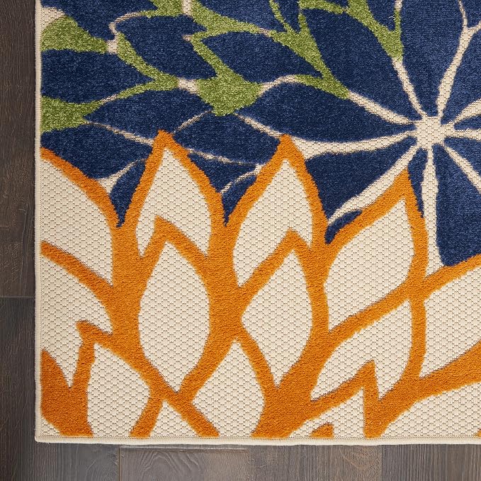 Nourison Home Aloha Indoor/Outdoor Multicolor 2'3'' x 8' Area--Rug, Tropical, Botanical, Easy--Cleaning, Non Shedding, Bed Room, Living Room, Dining Room, Deck, Backyard, Patio (2x8)