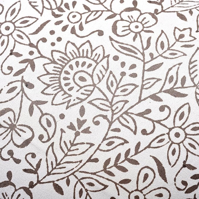 Ridhi Block Print Taupe Pillow Cover 20" x 20" (Pack of 2) Decorative Couch Pillows for Living Room, Farmhouse Chic Boho Cute Outdoor Pillows Covers Gifts for Spring, Mother's Day