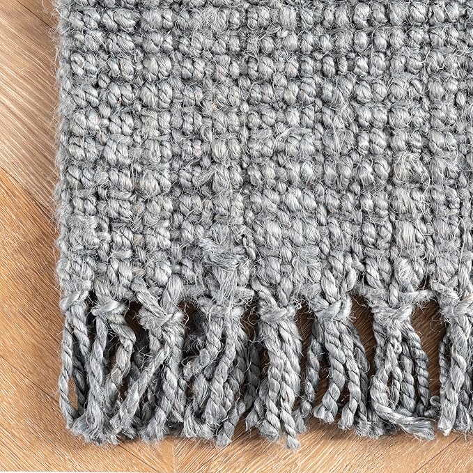 Nuloom Daniela Grey, 8'6" x 11'6", Handmade, Jute, Tassel, Soft and Textured, High Traffic, Stain Resistant, Easy Clean, Durable Area Rug for Bedroom, Living Room, Dining Space, Foyer, Entryway
