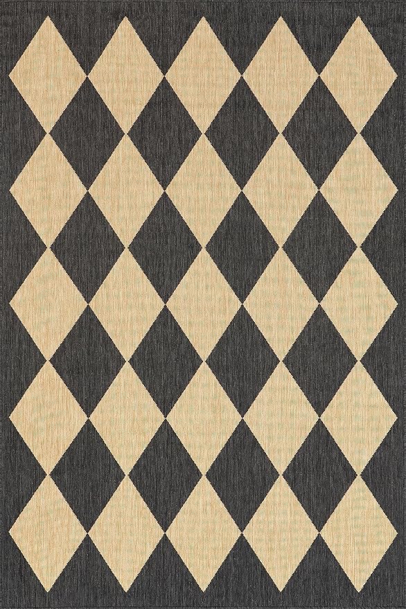 Nuloom Outdoor Performance Collection Sabina Dark Grey/Ivory, 8' Round, Soft, High Traffic, Stain Resistant, Easy Clean, Durable Area Rug for Indoor/Outdoor Patio, Deck, Porch, Garden, Courtyard