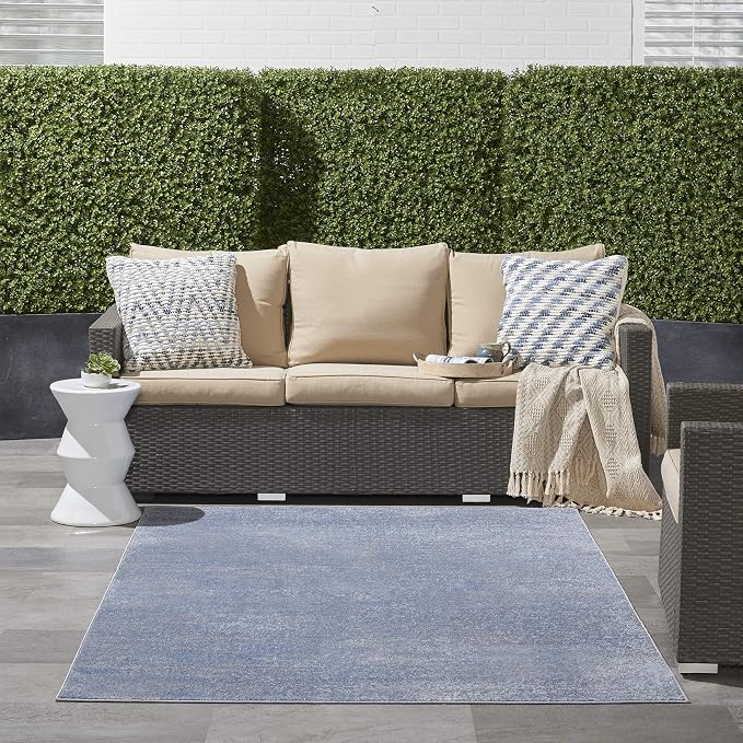 Nourison Home Nourison Essentials Blue Grey 6' x 9' Area Rug - Easy Clean, Non Shedding, Bed Room, Living Room, Dining Room, Kitchen (6' x 9')