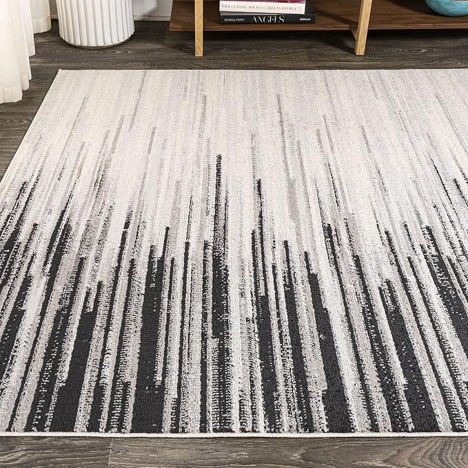JONATHAN Y Linear Modern Half-Stripe Gray/Cream Indoor Area Rug, 5x8, Contemporary, Transitional, Easy-Cleaning for Living Room, Bedroom, Kitchen, Pet Friendly, Non-Shedding (CTP112B-5)