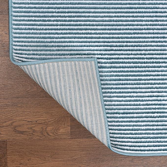 JONATHAN Y Cole Pinstripe High-Low Blue/White Indoor Area Rug, 5x8, Modern, Minimalist, Easy-Cleaning for Living Room, Bedroom, Kitchen, Pet Friendly, Non-Shedding (CAR101B-5)