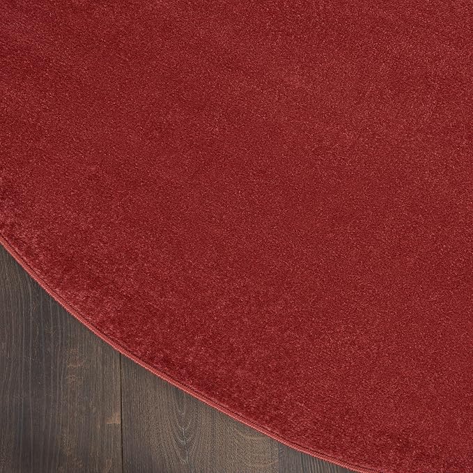 Nourison Home Nourison Essentials Brick Red 6' x Round Area Rug - Easy Clean, Non Shedding, Bed Room, Living Room, Dining Room, Kitchen (6' x Round)