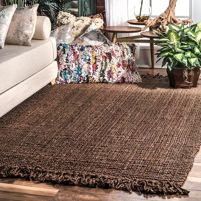 nuLOOM Daniela Chocolate Solid Flatweave Area Rug, 5' x 8'
