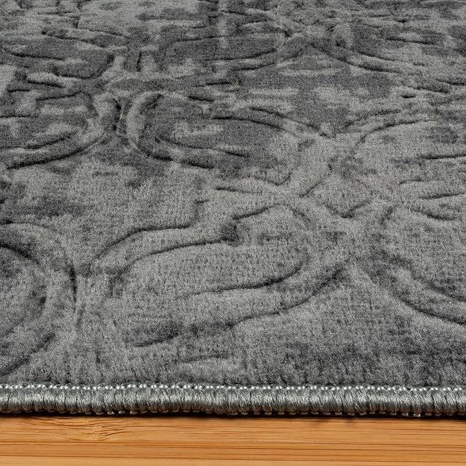 Gertmenian Indoor Transitional Area Rug - 6x9 Medium, Non-Shedding, Ideal for High Traffic in Living Room, Bedroom, Entryway - Geometric, Dark Grey, 26850