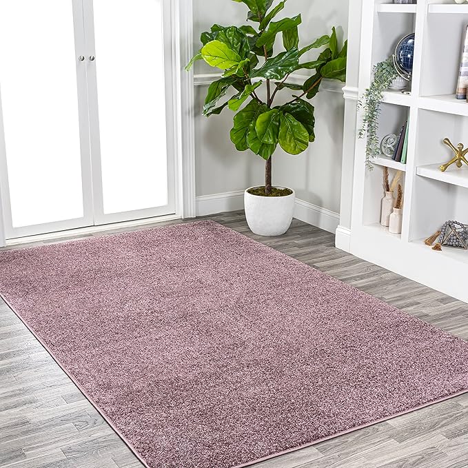 JONATHAN Y Haze Solid Low-Pile Light Purple Indoor Area Rug 5x8, Coastal,Bohemian,Minimalist,Classic, Easy-Cleaning for Living Room,Bedroom,Kitchen,Pet Friendly,Non-Shedding (SEU100R-5)