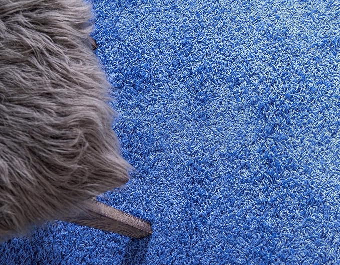 Unique Loom Solid Shag Collection Area Rug (2' 6" x 13' 1" Runner, Periwinkle Blue)